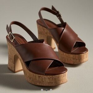 Anthropologie Brown Platform Sandals